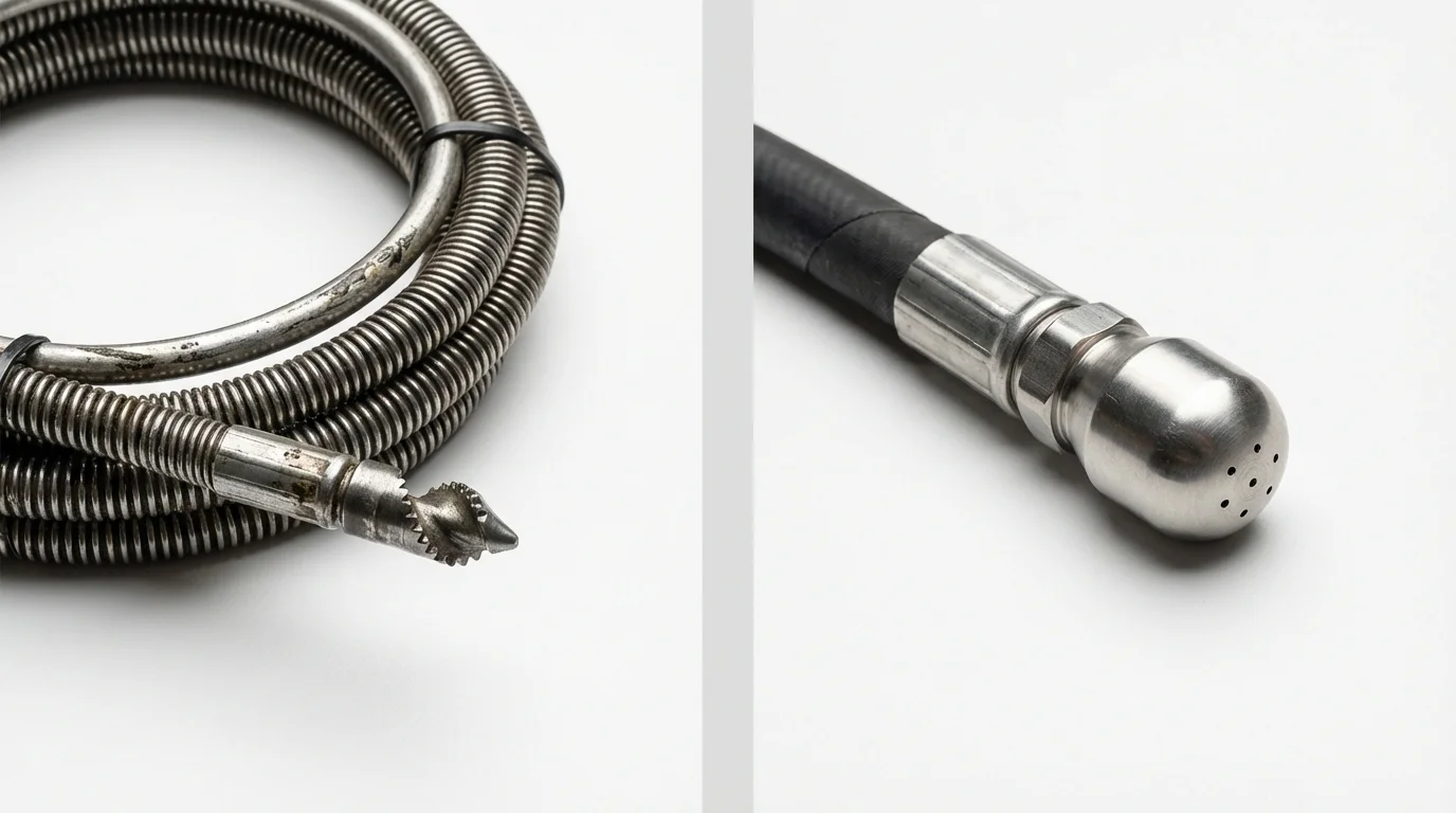 Drain snake cable and hydro jetting nozzle used for drain cleaning in Wynne, AR