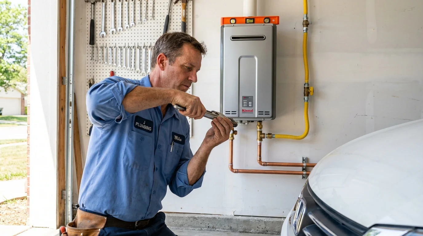 Tankless water heater installation by a Johns Plumbing LLC plumber in Wynne